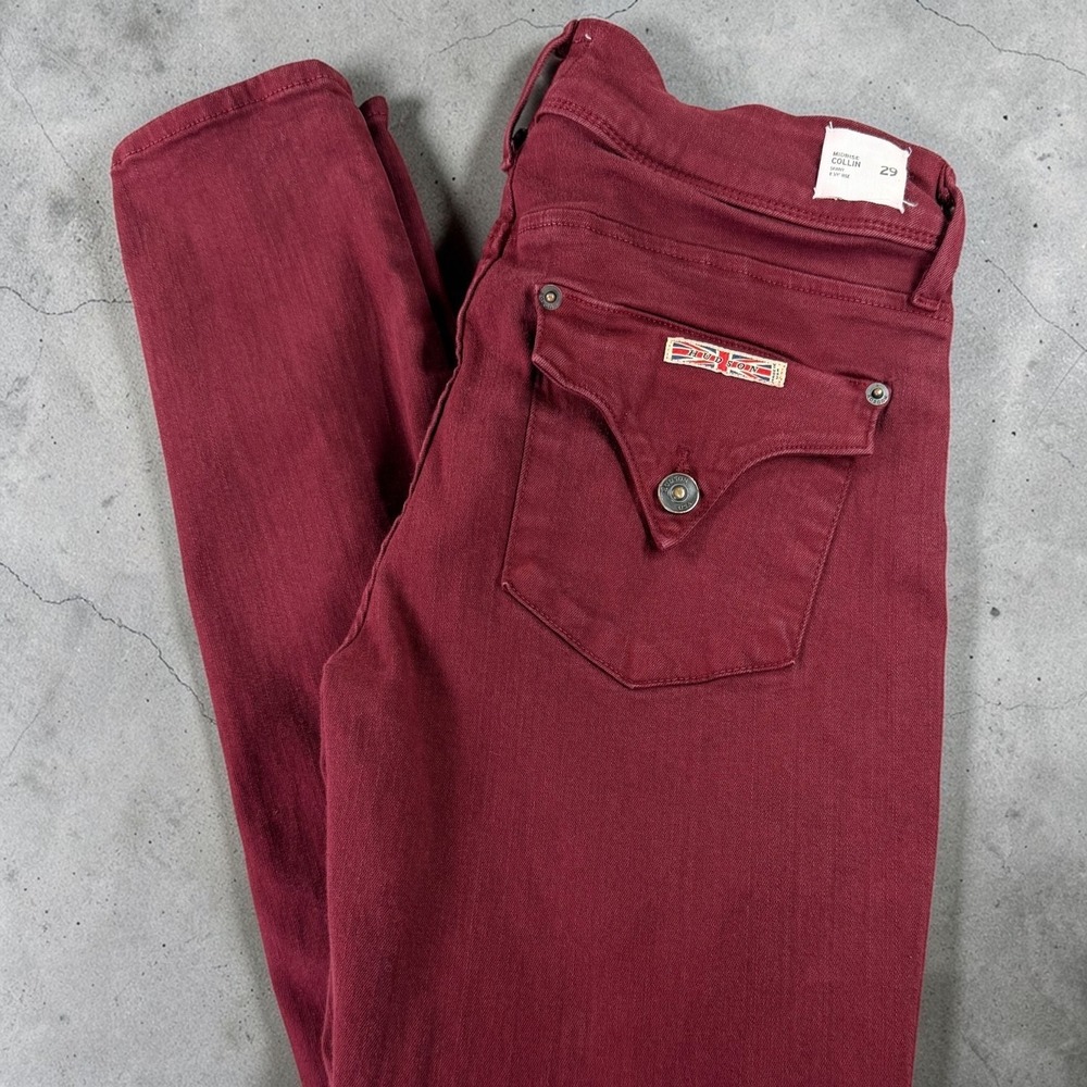 Hudson Collin Skinny Jeans Womens 29 Red Mid Rise Stretch Denim Y2K‎